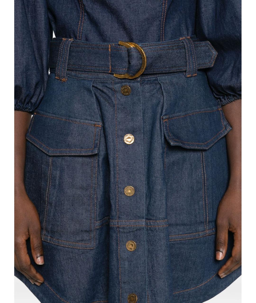 ZIMMERMANN Синяя хлопковая юбка мини, фото 5