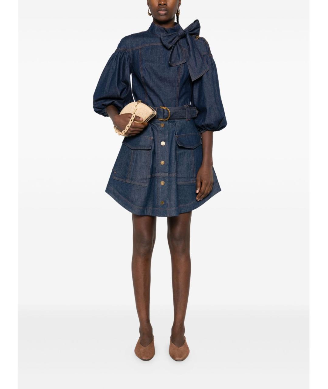 ZIMMERMANN Синяя хлопковая юбка мини, фото 2