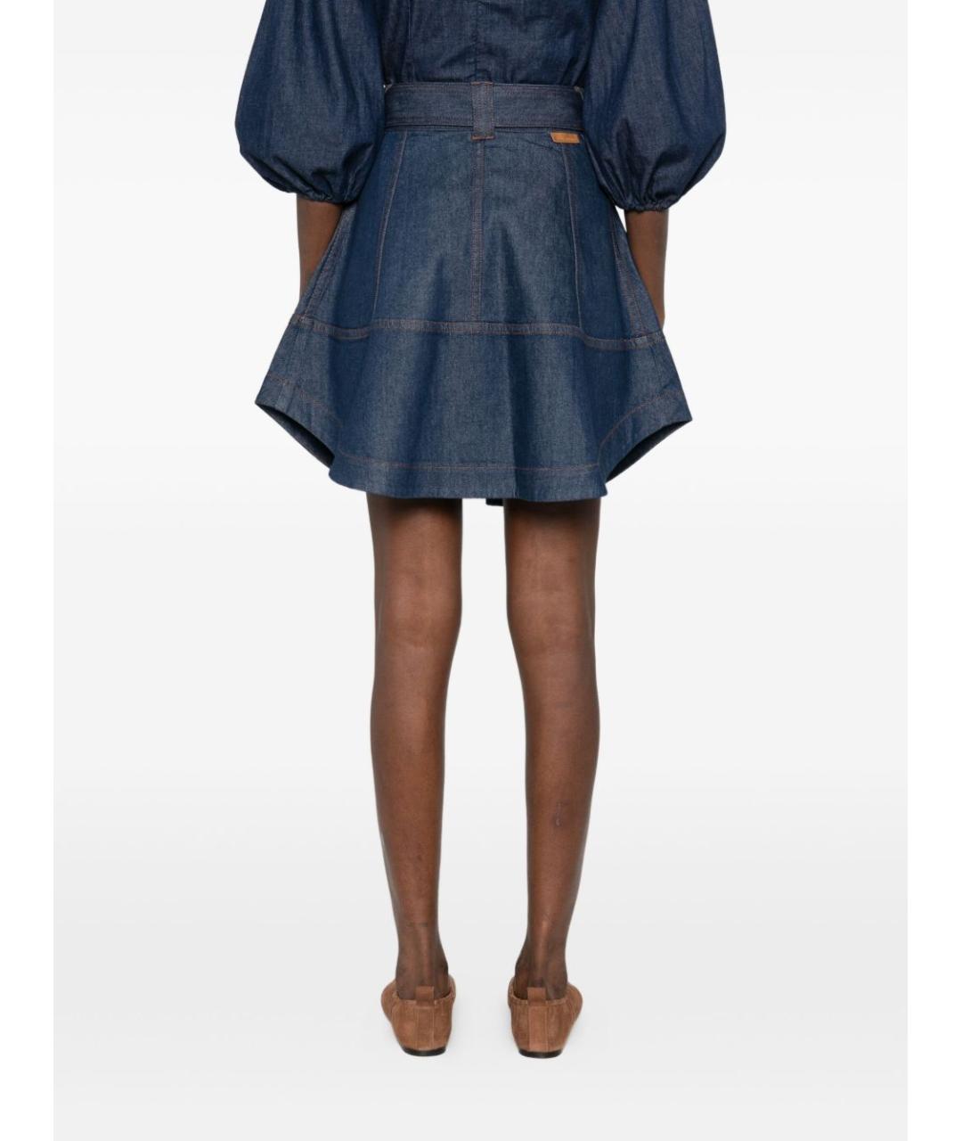 ZIMMERMANN Синяя хлопковая юбка мини, фото 4