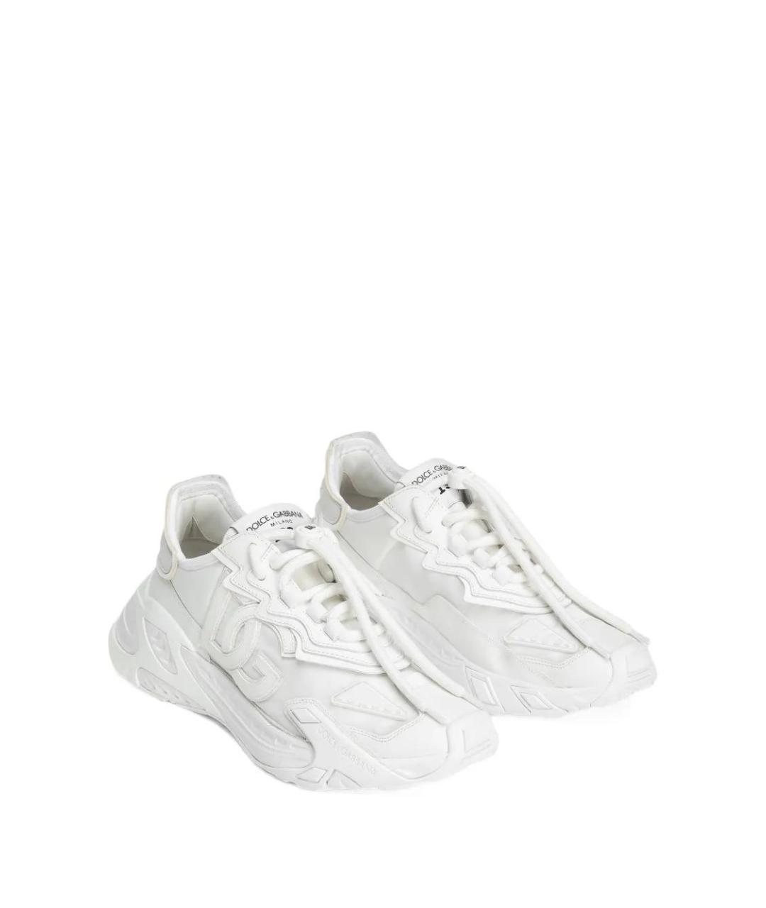 DOLCE&GABBANA Белые кожаные низкие кроссовки / кеды, фото 2