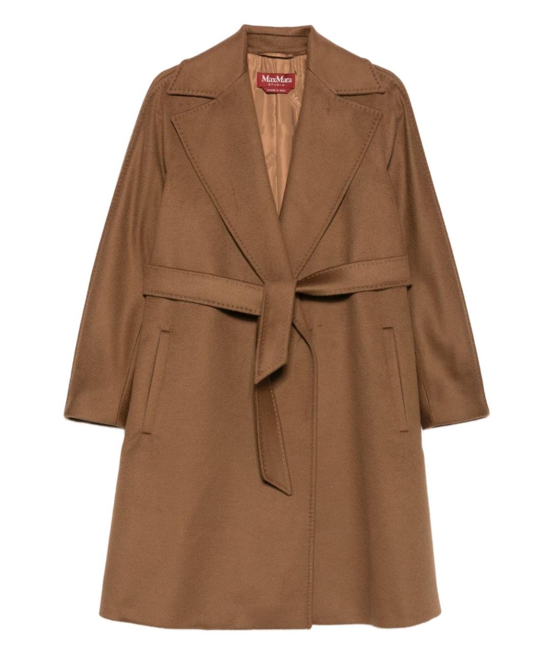 MAX MARA STUDIO Коричневое шерстяное пальто, фото 1