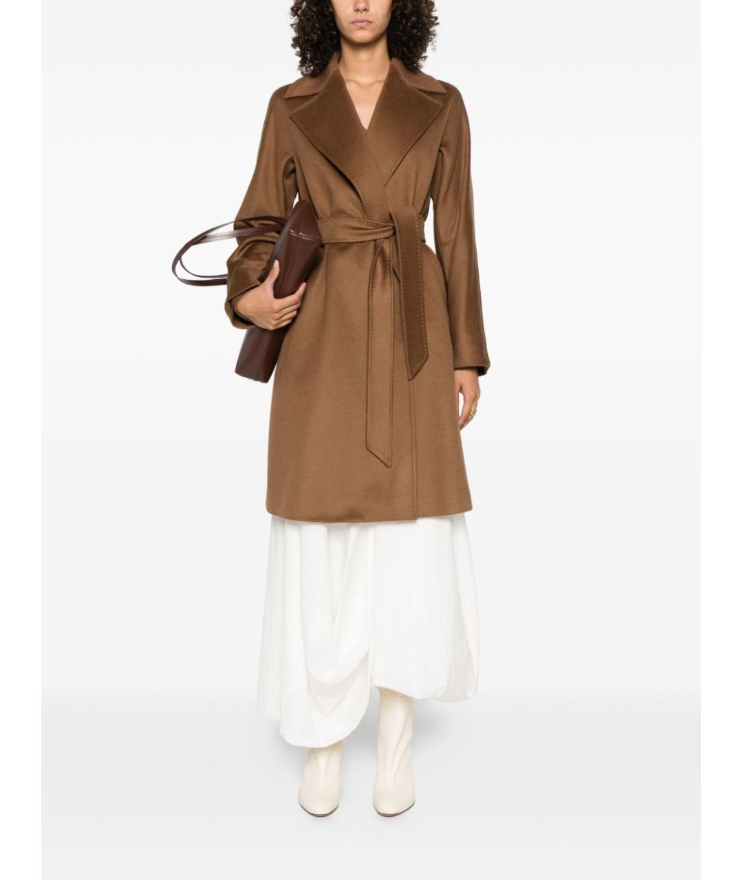 MAX MARA STUDIO Коричневое шерстяное пальто, фото 2