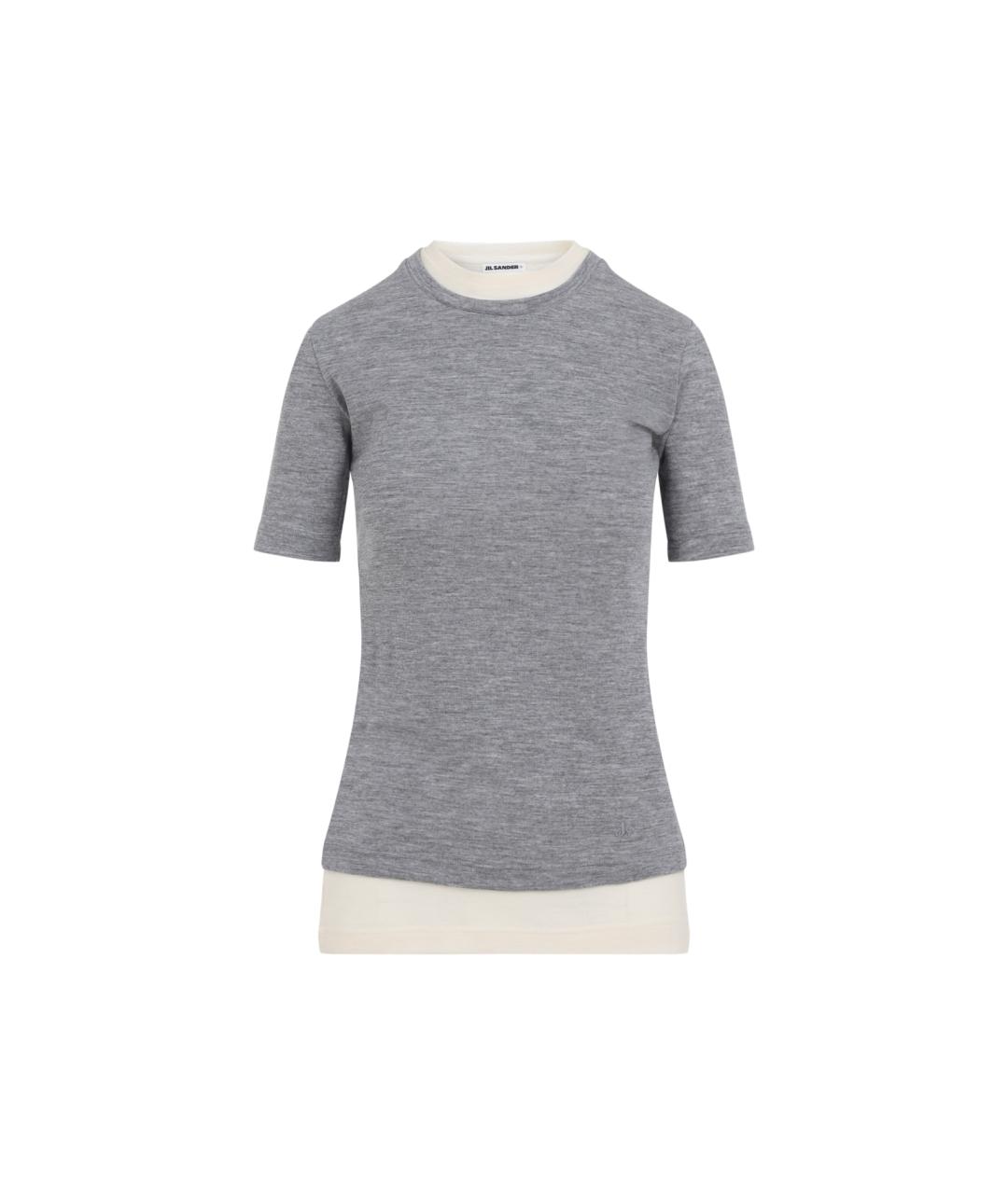 JIL SANDER Серая шерстяная футболка, фото 1