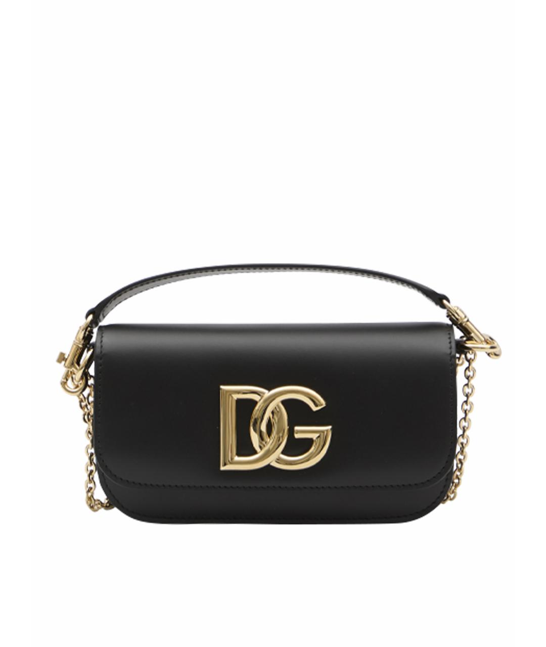 DOLCE&GABBANA Черная кожаная сумка через плечо, фото 1
