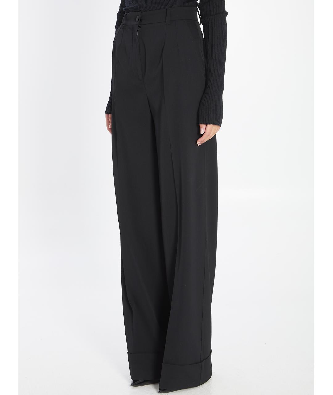 DOLCE&GABBANA Черные шерстяные прямые брюки, фото 3