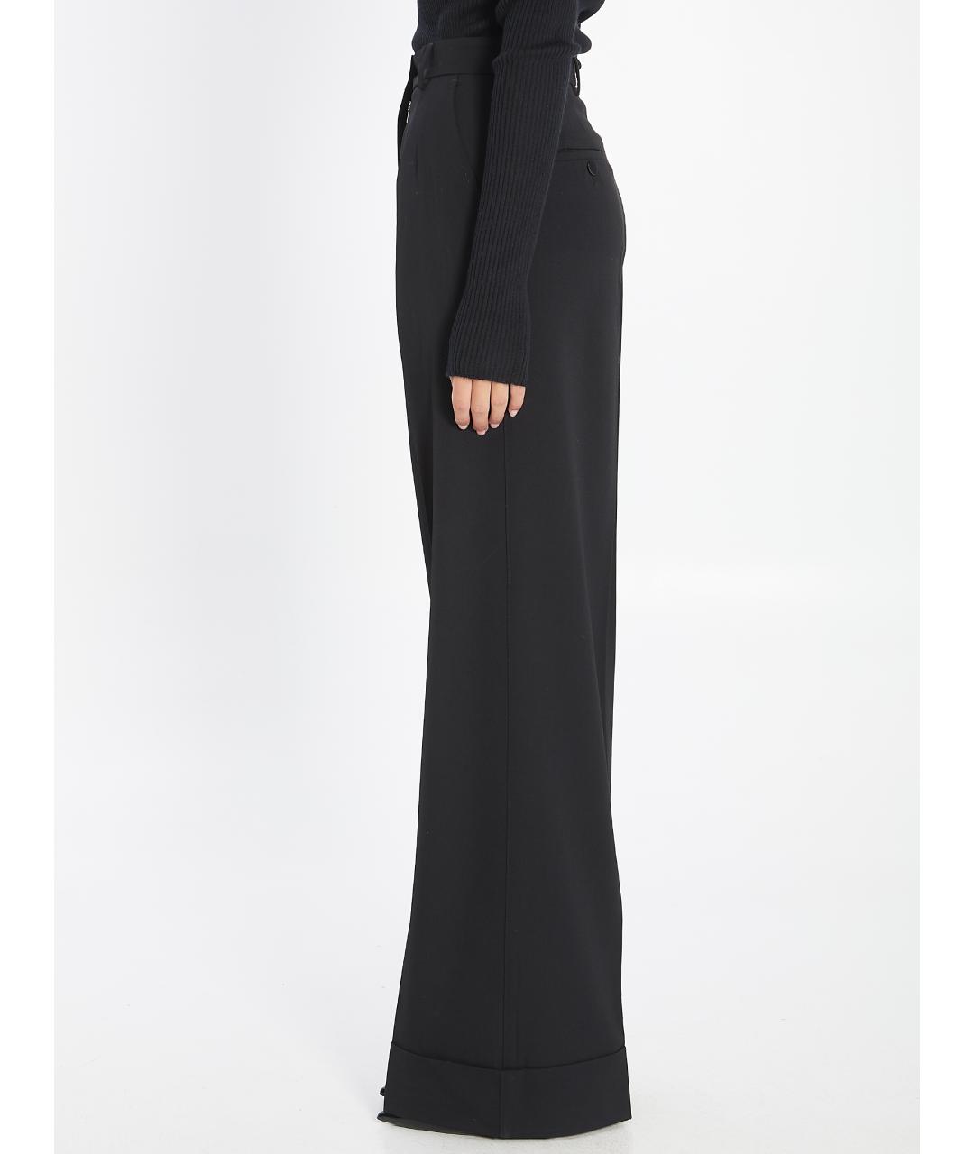 DOLCE&GABBANA Черные шерстяные прямые брюки, фото 4