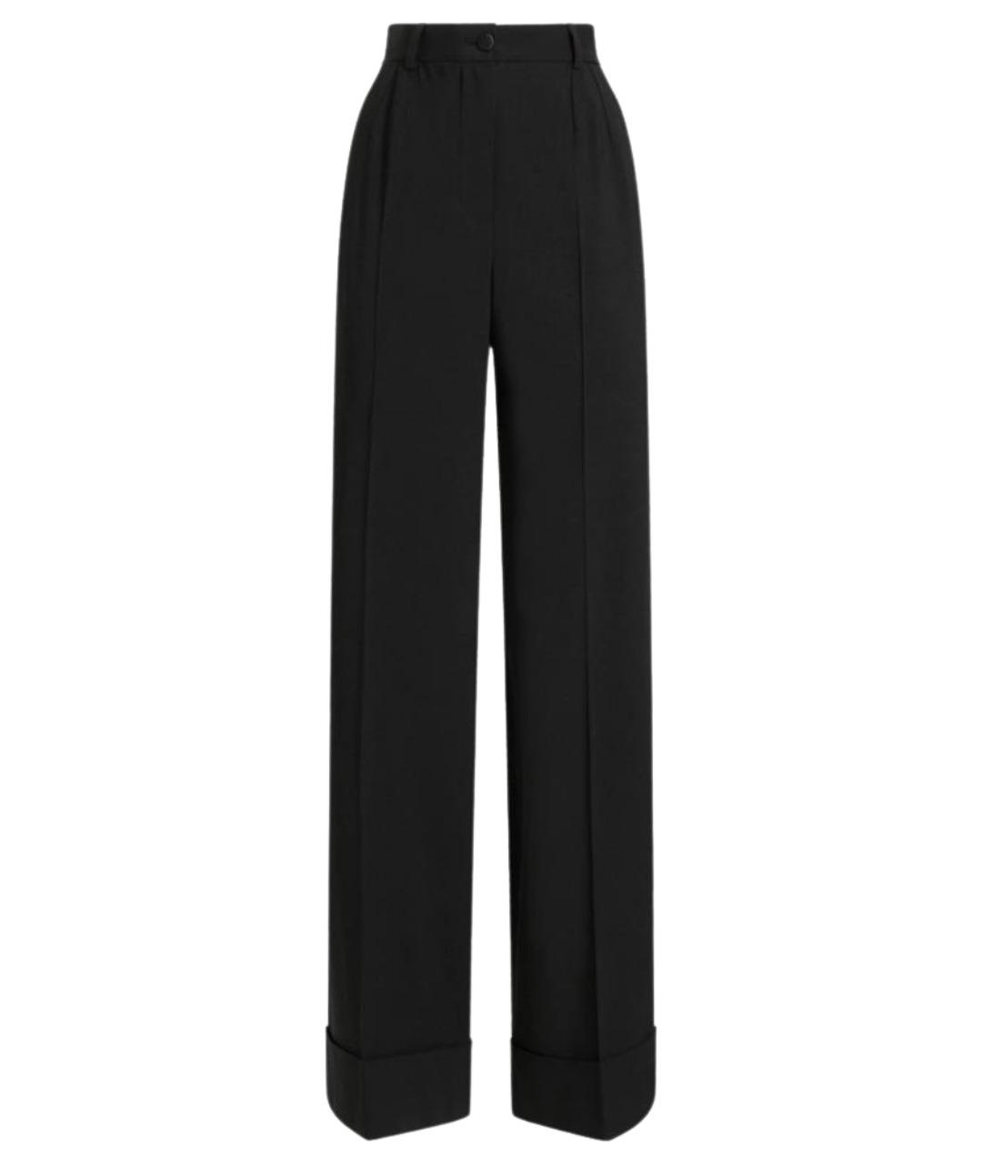 DOLCE&GABBANA Черные шерстяные прямые брюки, фото 1