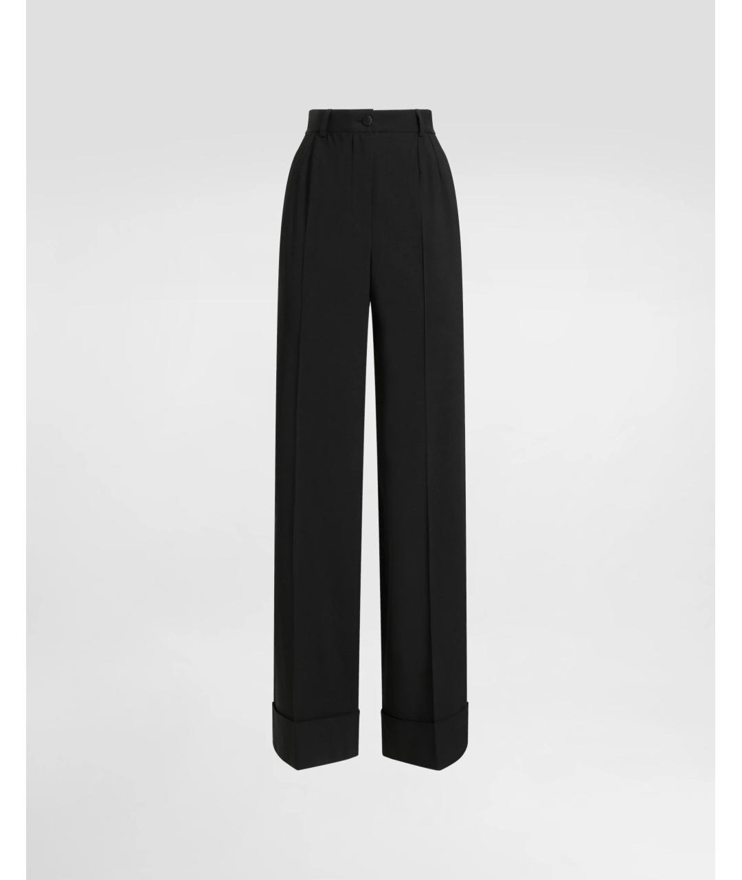 DOLCE&GABBANA Черные шерстяные прямые брюки, фото 5