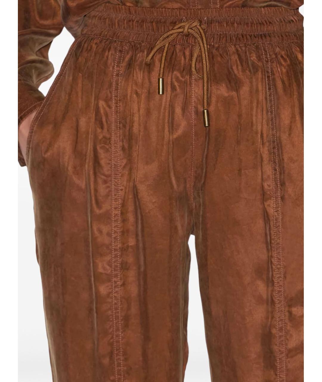 ISABEL MARANT Коричневые вискозные прямые брюки, фото 3