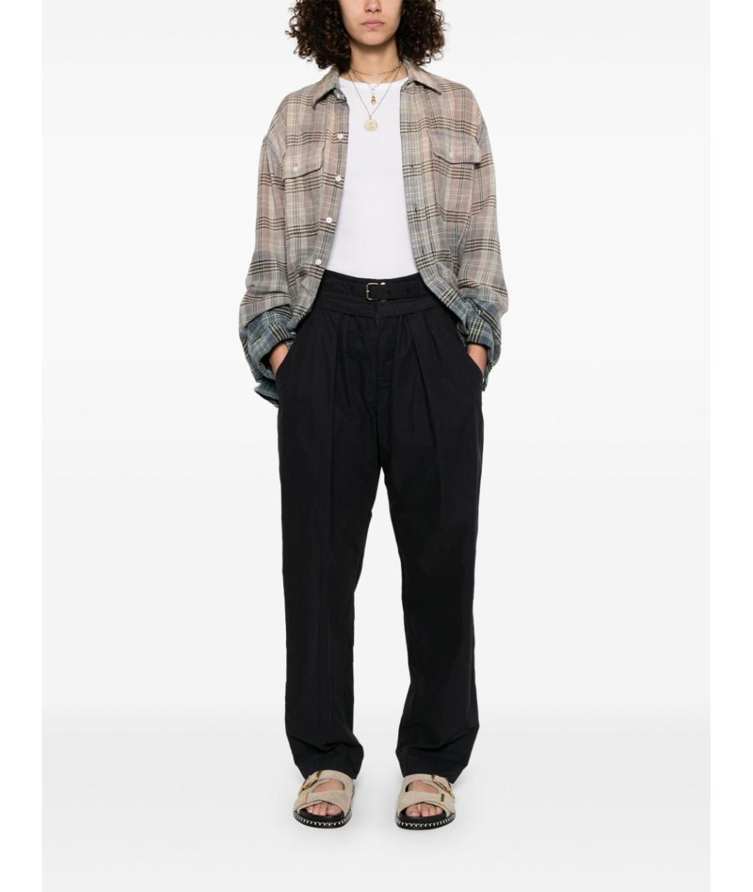 ISABEL MARANT Антрацитовые хлопковые прямые брюки, фото 4