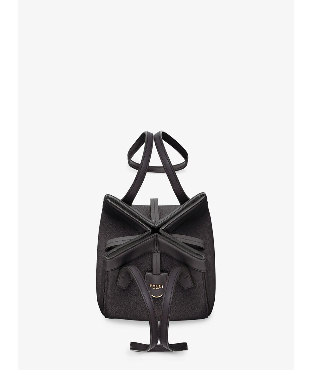 FENDI Черная кожаная сумка тоут, фото 4