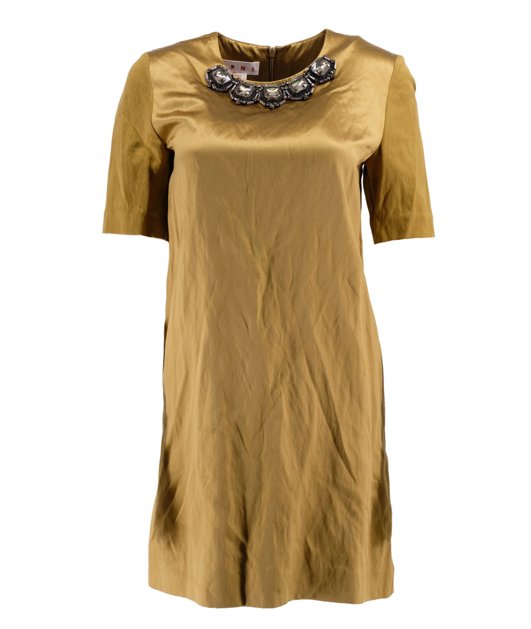 MARNI Золотое шелковое повседневное платье, фото 1