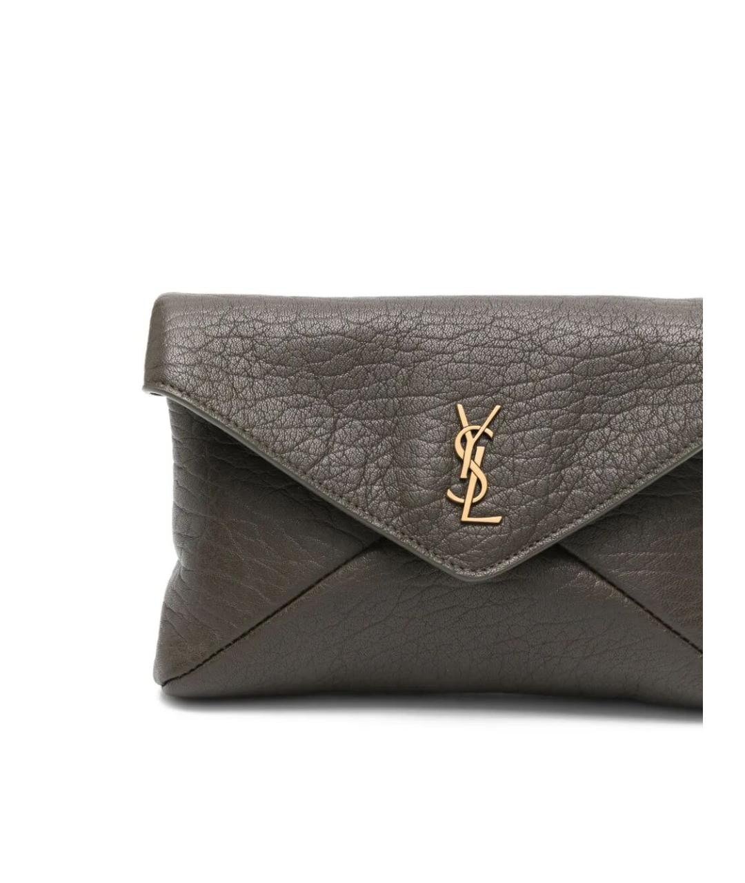 SAINT LAURENT Коричневая кожаная сумка через плечо, фото 4