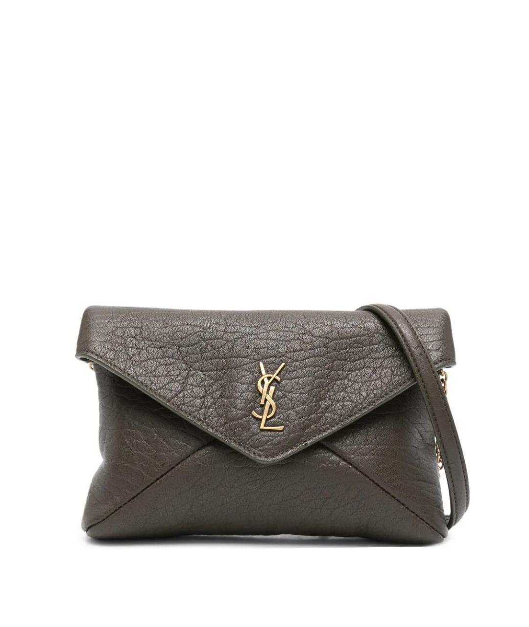 SAINT LAURENT Коричневая кожаная сумка через плечо, фото 1