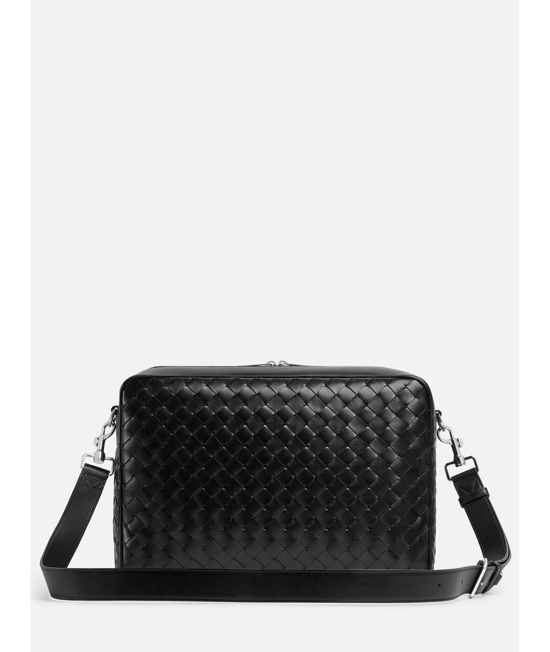 BOTTEGA VENETA Черная кожаная сумка на плечо, фото 4