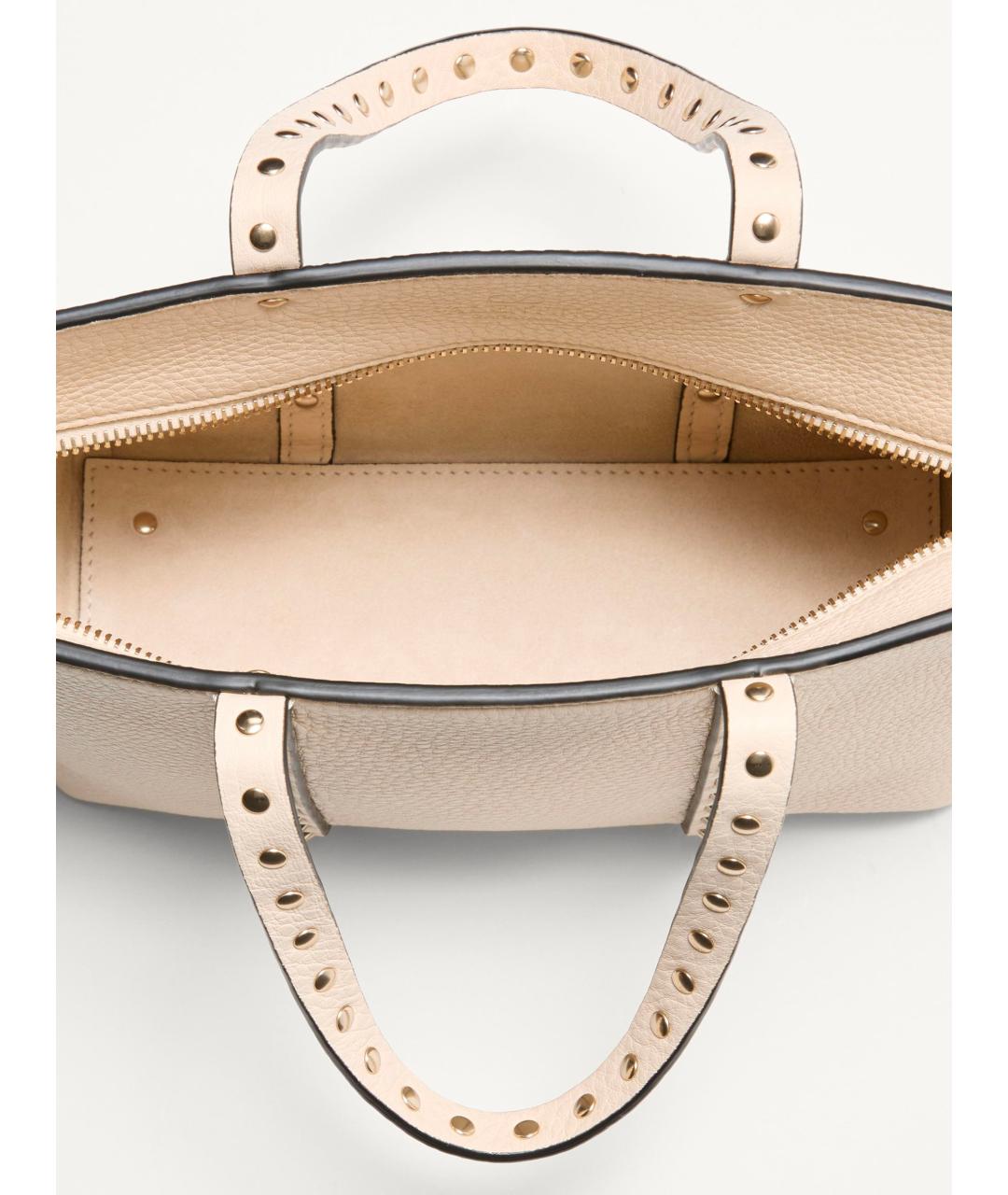 VALENTINO Бежевая кожаная сумка тоут, фото 4