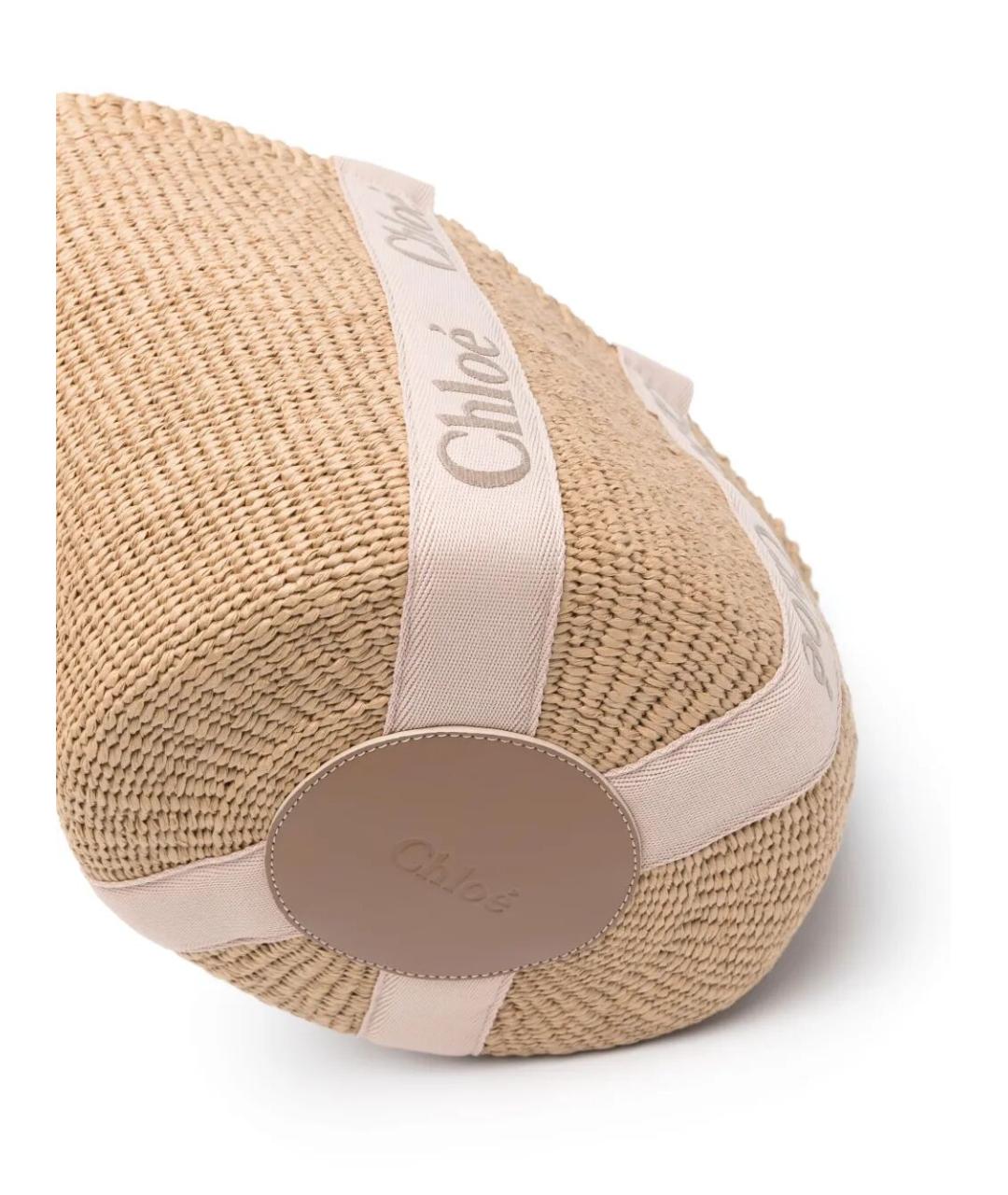 CHLOE Бежевая пелетеная сумка тоут, фото 4