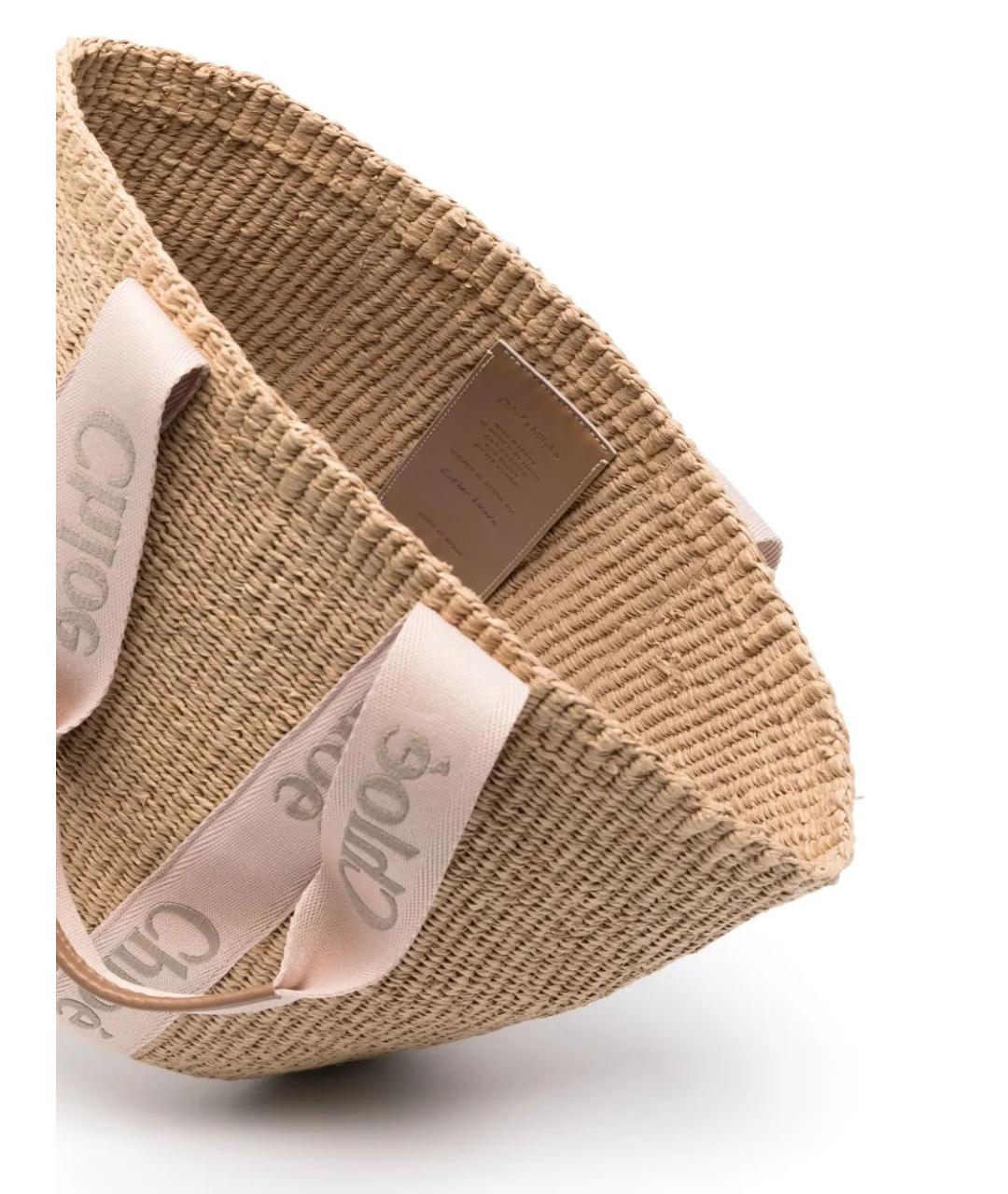 CHLOE Бежевая пелетеная сумка тоут, фото 3