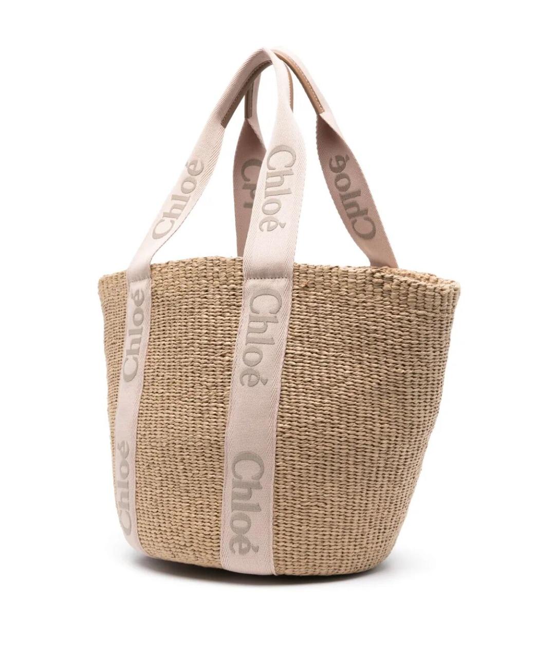 CHLOE Бежевая пелетеная сумка тоут, фото 5