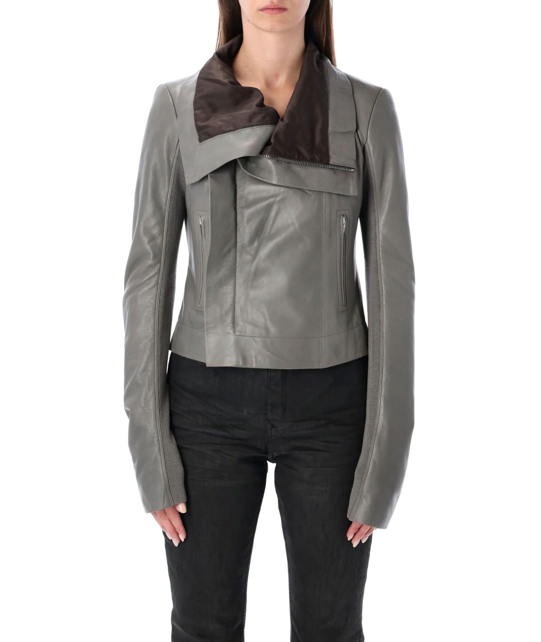 RICK OWENS Серая кожаная куртка, фото 2