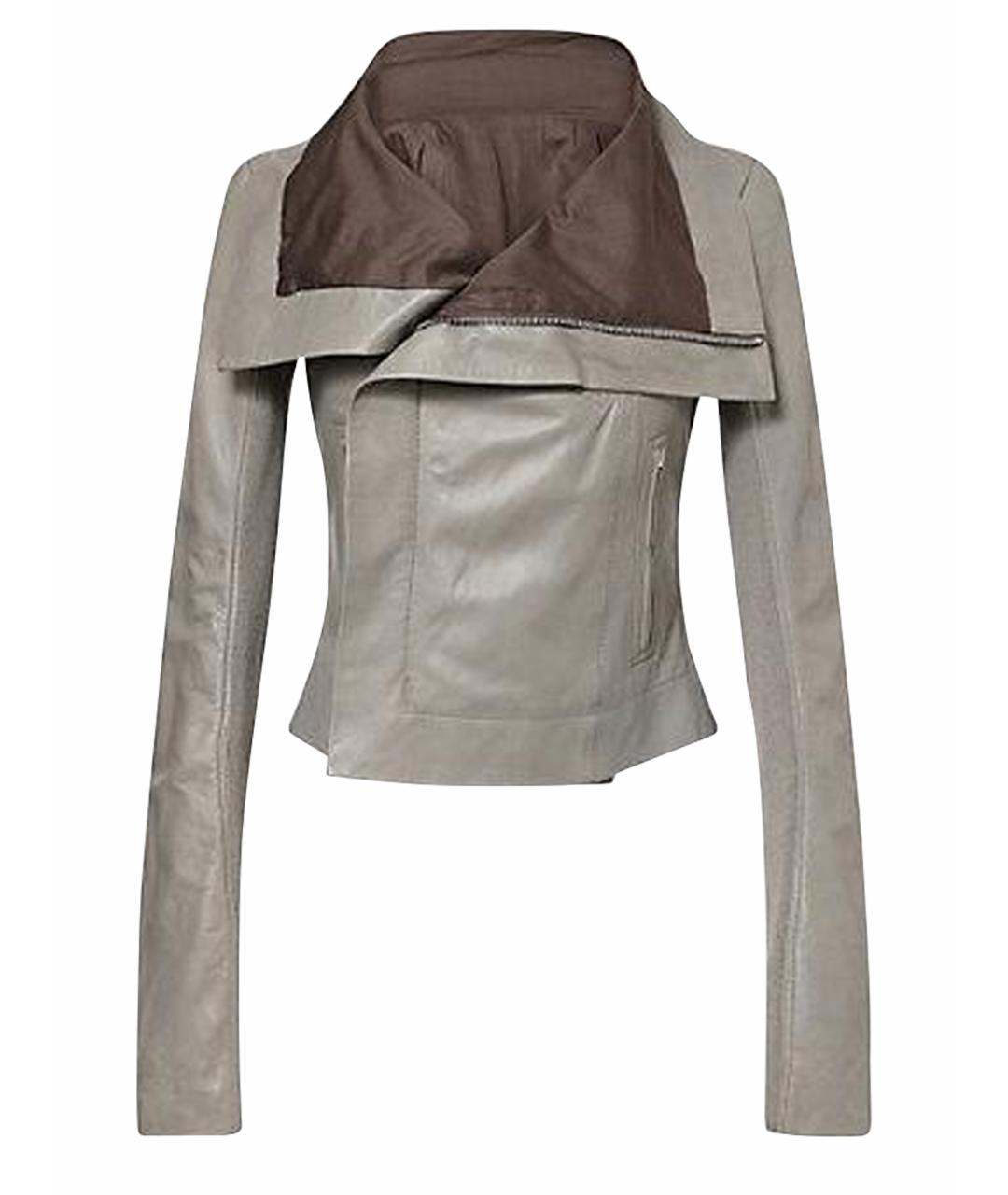 RICK OWENS Серая кожаная куртка, фото 1