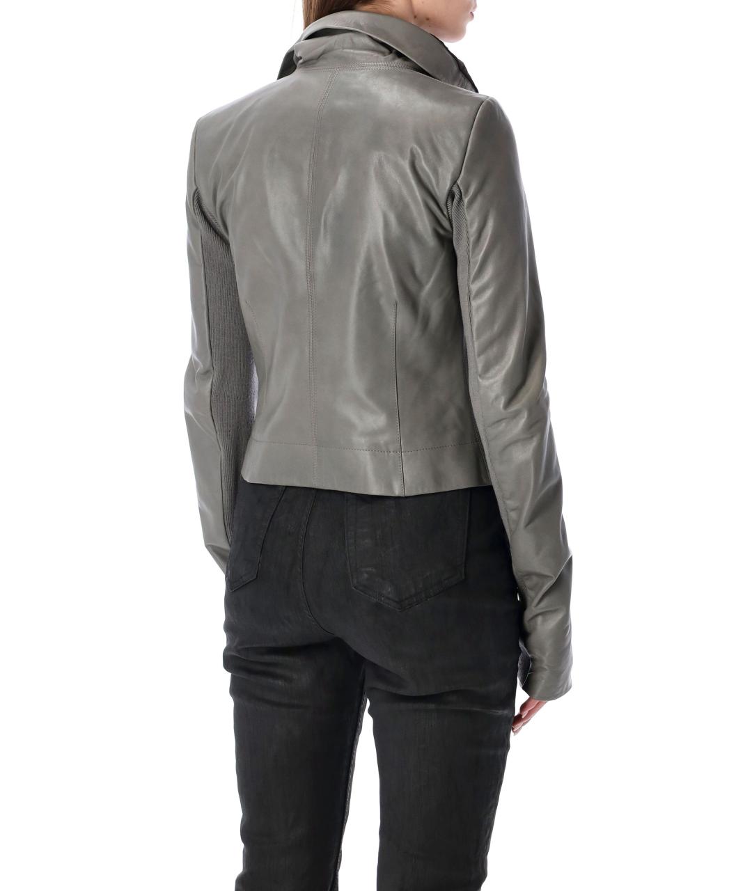 RICK OWENS Серая кожаная куртка, фото 3