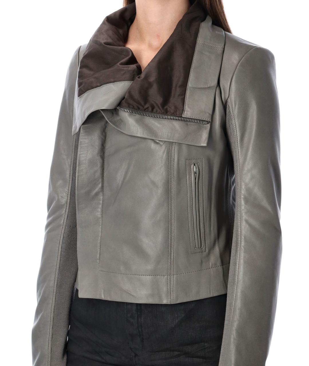 RICK OWENS Серая кожаная куртка, фото 4