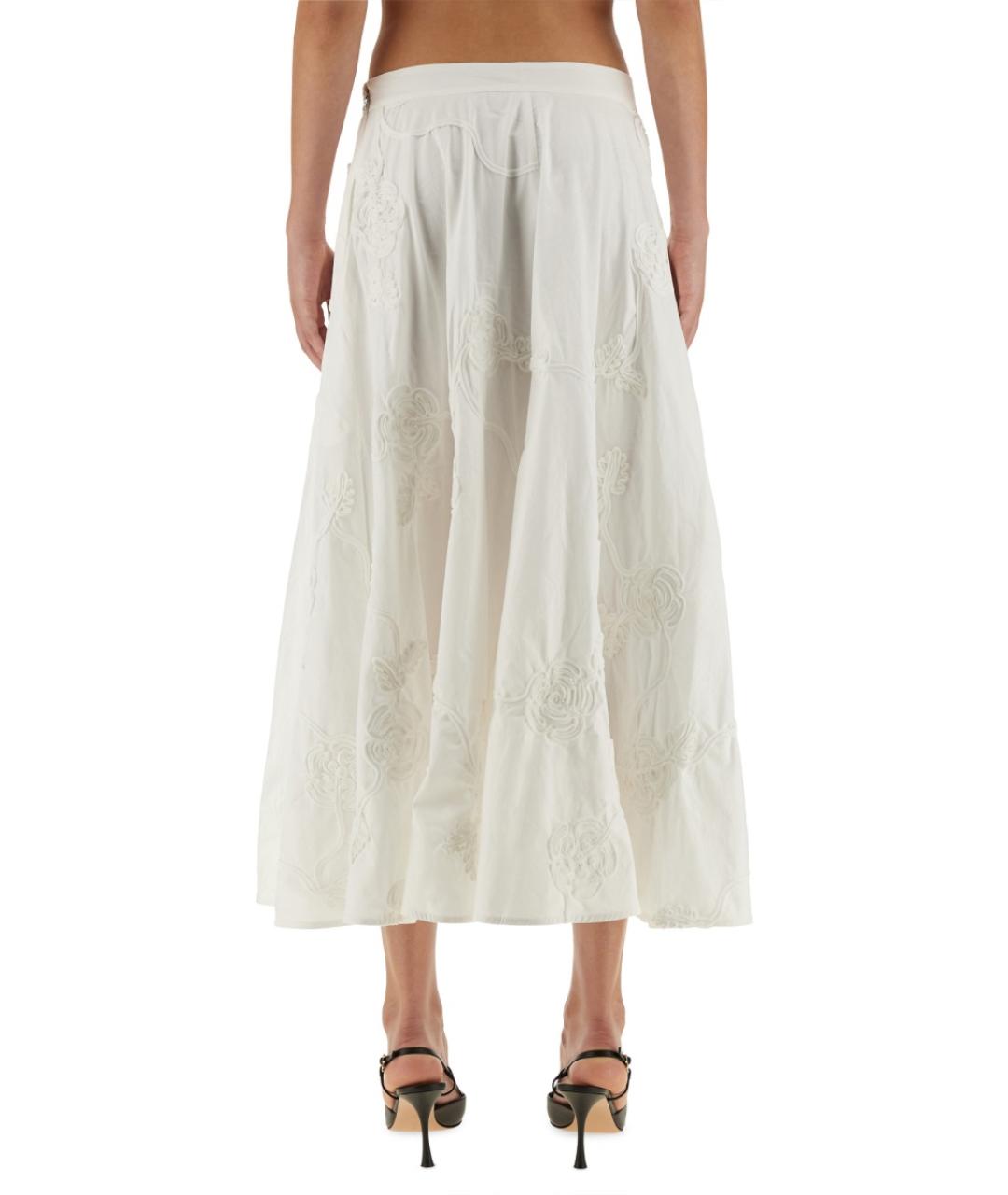 ROTATE Белая хлопковая юбка миди, фото 3