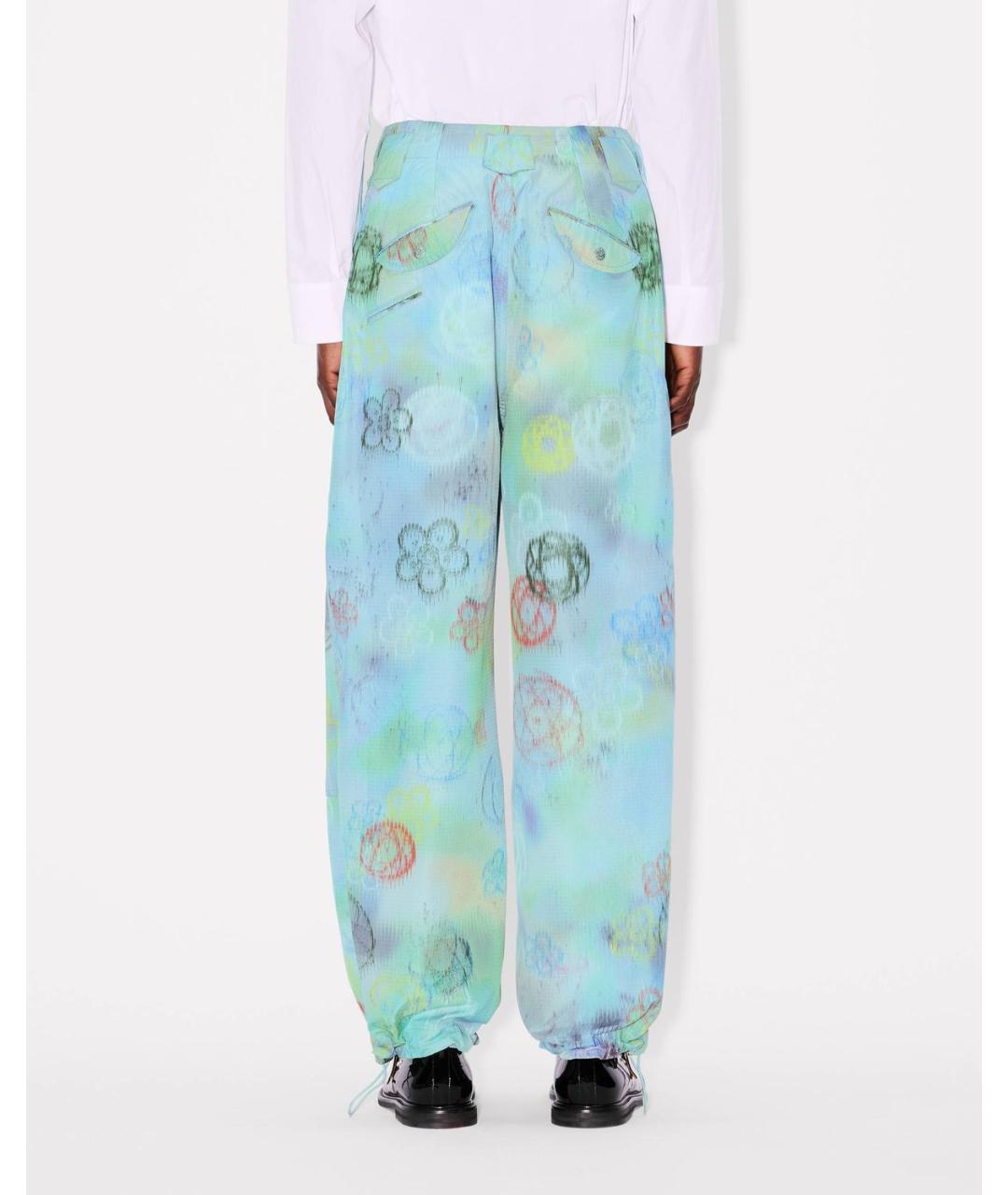 KENZO Синие полиэстеровые повседневные брюки, фото 4