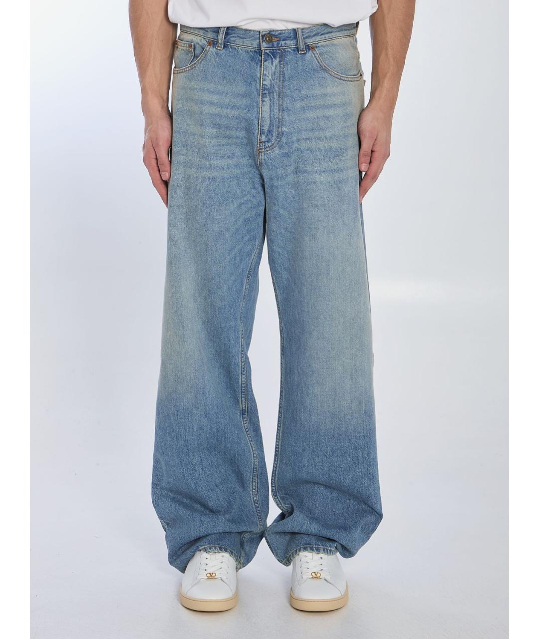 VALENTINO Голубые хлопковые прямые джинсы, фото 5