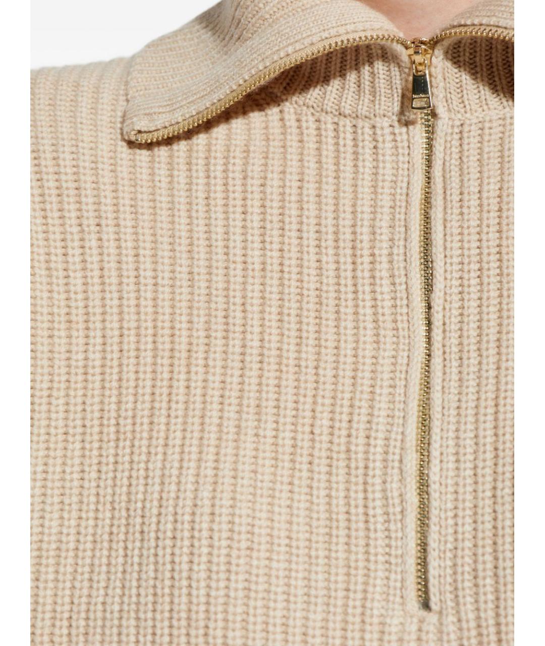 MAX MARA Бежевый шерстяной джемпер / свитер, фото 4