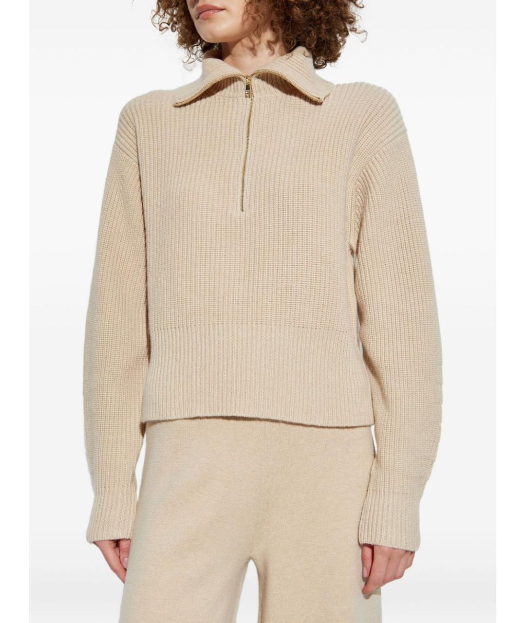 MAX MARA Бежевый шерстяной джемпер / свитер, фото 3