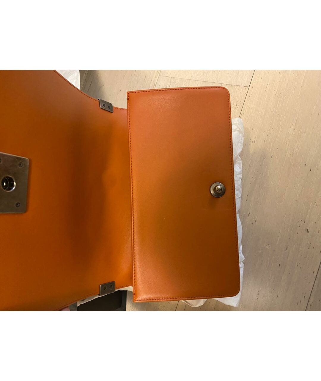 CHANEL PRE-OWNED Оранжевая кожаная сумка через плечо, фото 4