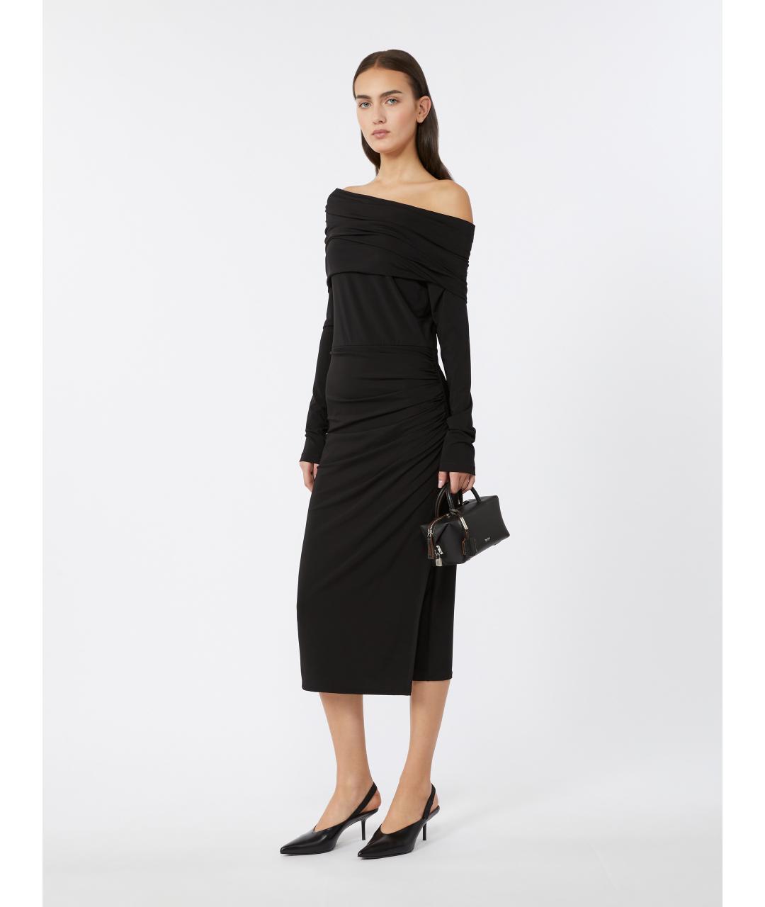 MAX MARA STUDIO Черное вискозное повседневное платье, фото 2