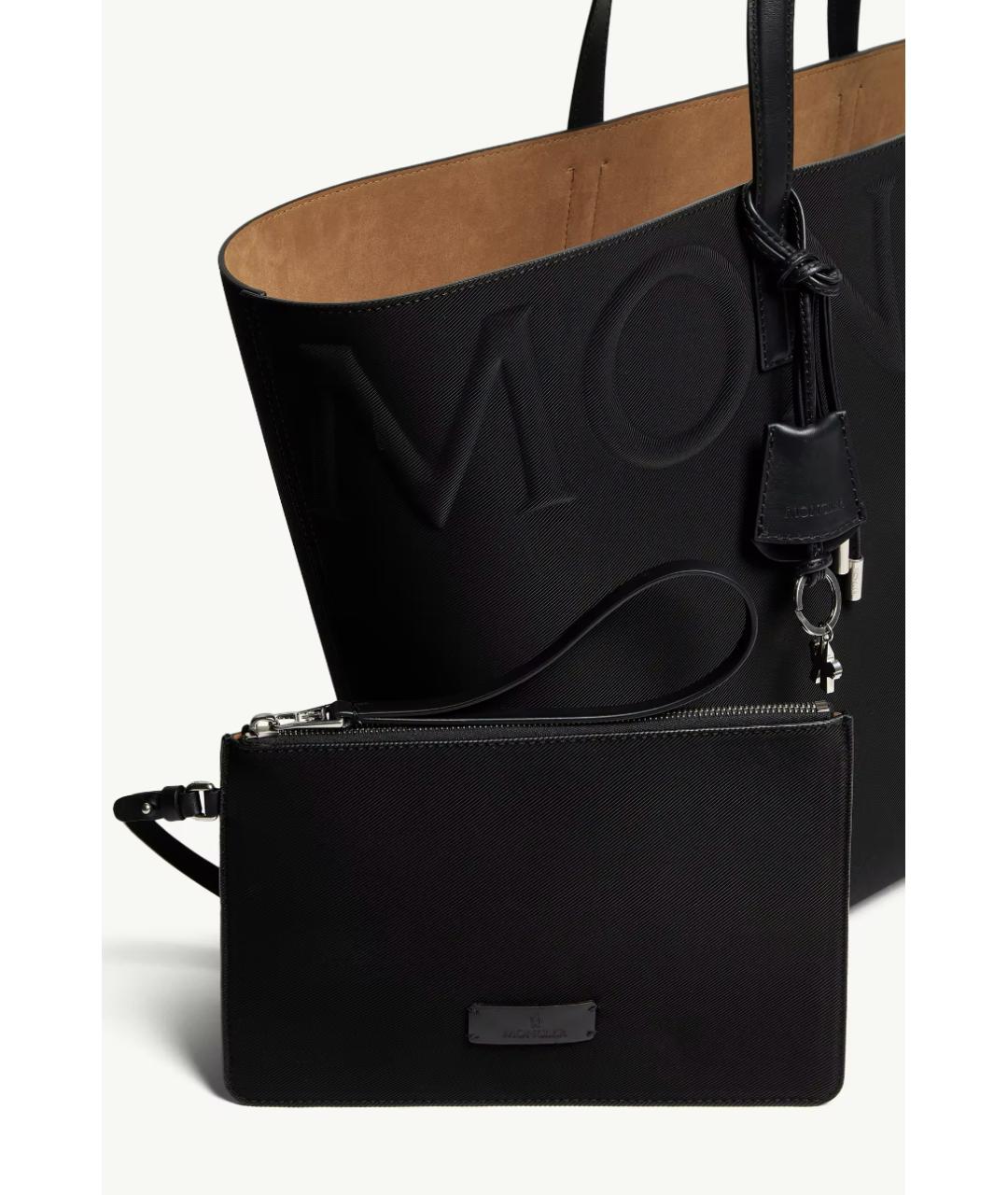 MONCLER Черная синтетическая сумка тоут, фото 7