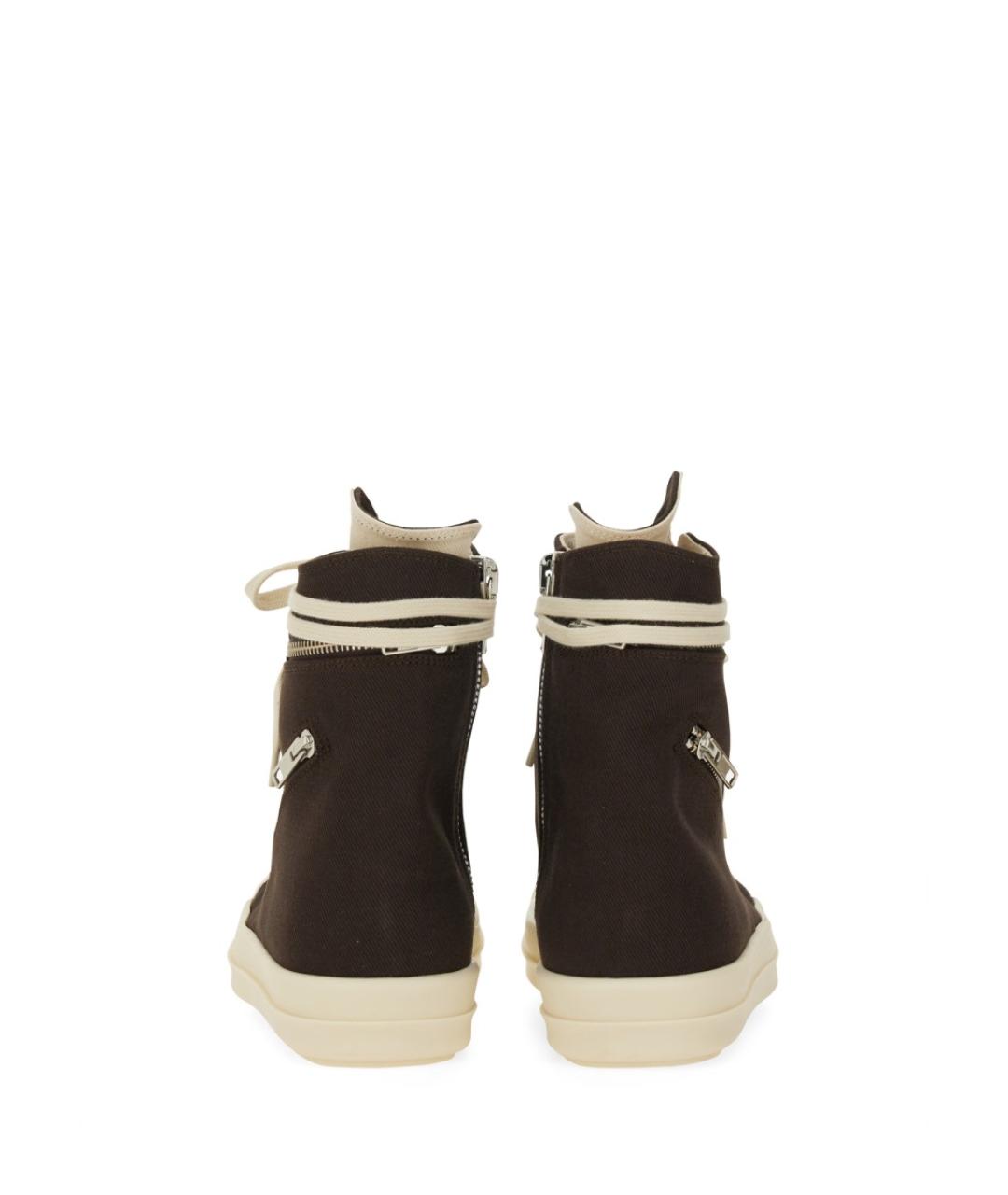 RICK OWENS DRKSHDW Коричневые текстильные высокие кроссовки / кеды, фото 3