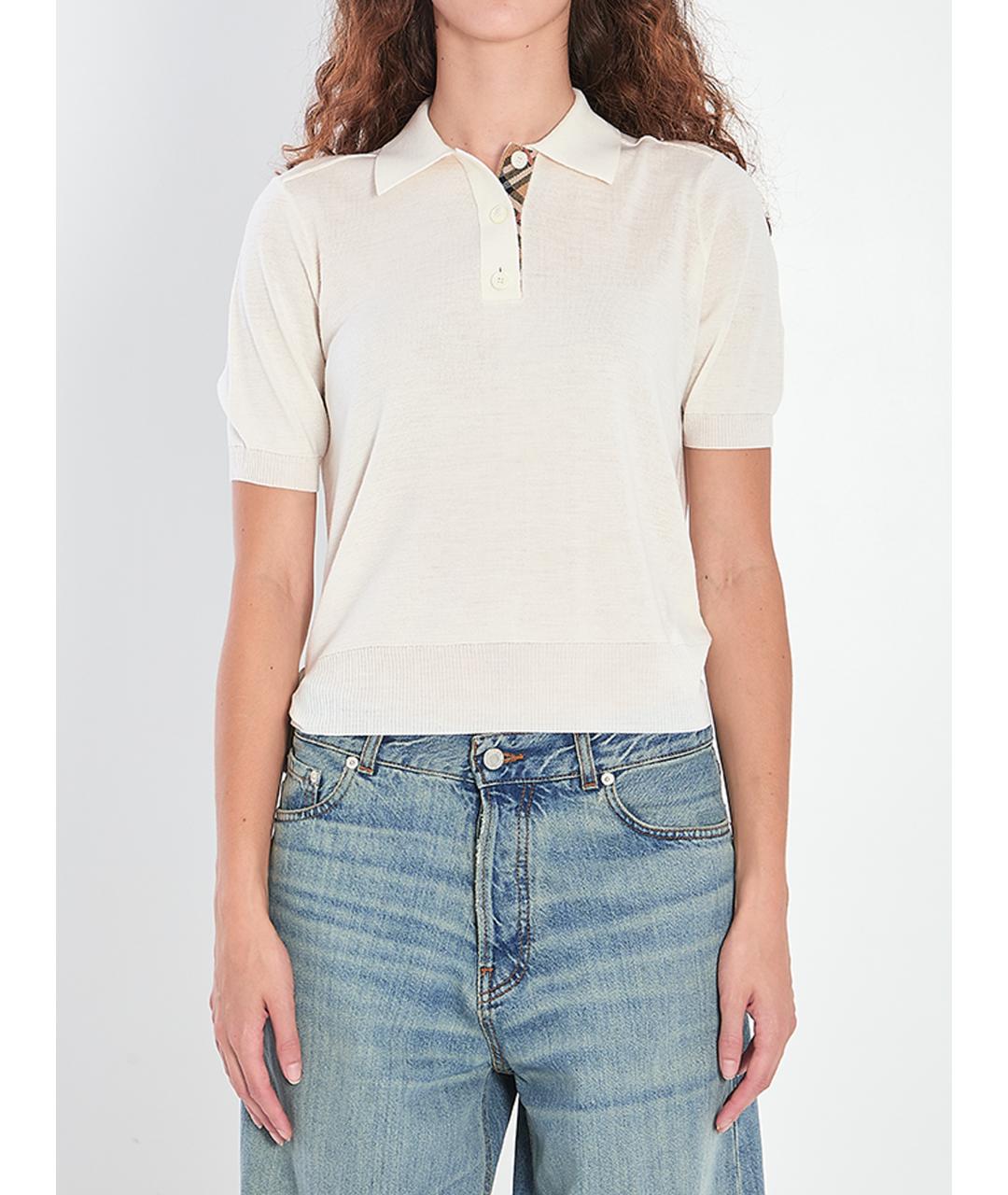 BURBERRY Белая шерстяная футболка, фото 2