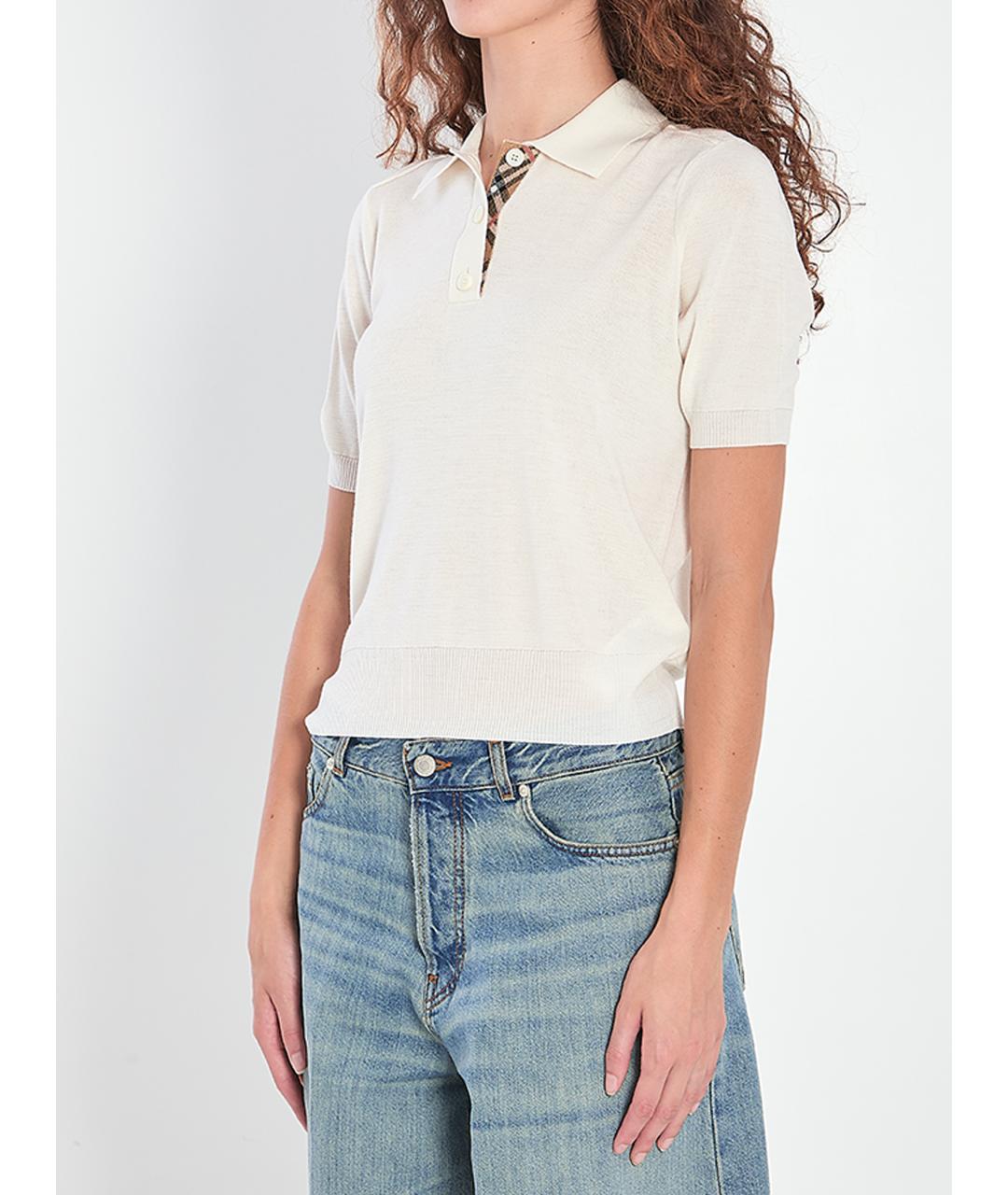 BURBERRY Белая шерстяная футболка, фото 3