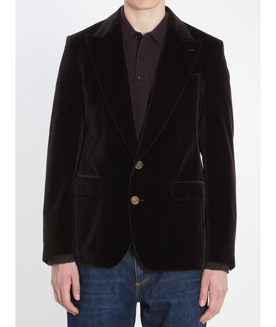 DOLCE&GABBANA Коричневый хлопковый пиджак, фото 2