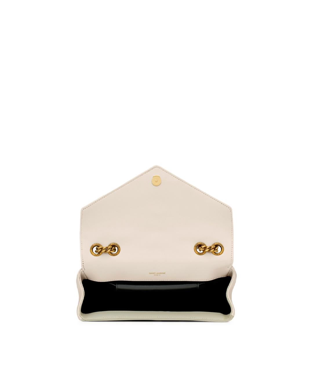 SAINT LAURENT Белая кожаная сумка через плечо, фото 5