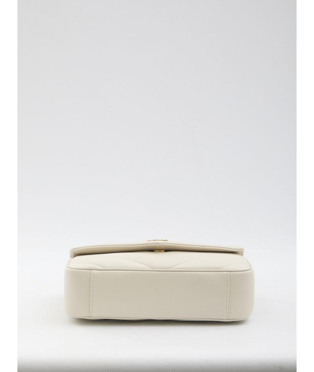 SAINT LAURENT Белая кожаная сумка через плечо, фото 3