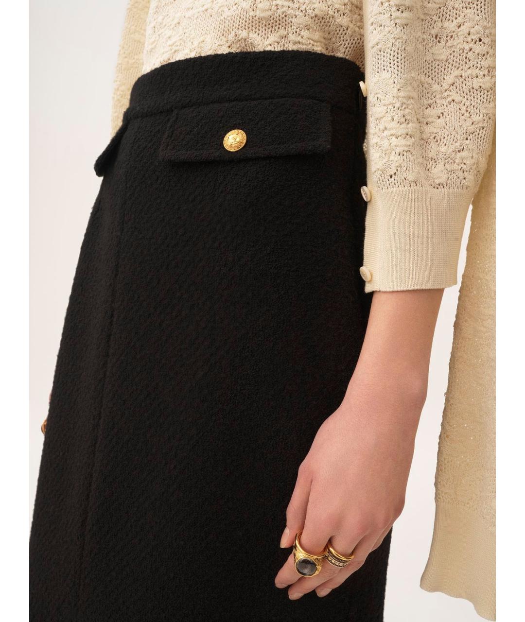 CHLOE Черная шерстяная юбка мини, фото 5