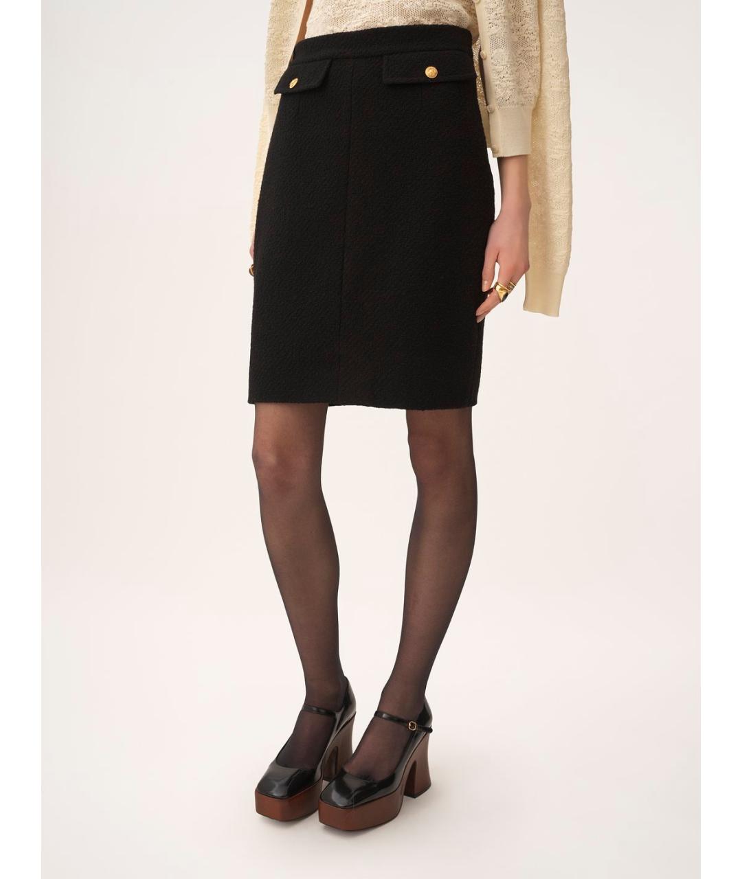 CHLOE Черная шерстяная юбка мини, фото 3