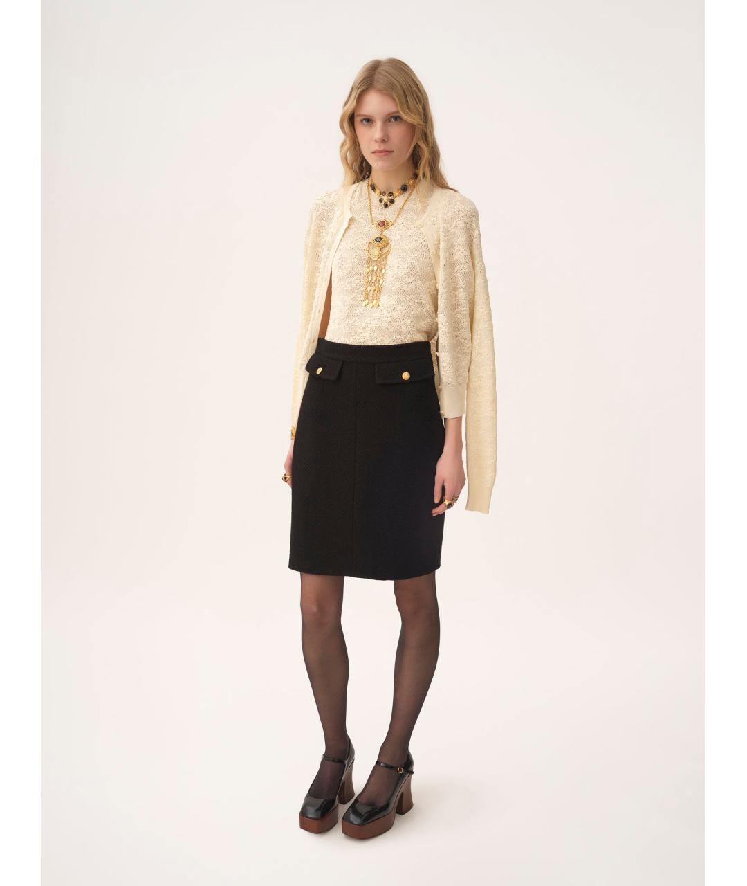 CHLOE Черная шерстяная юбка мини, фото 2