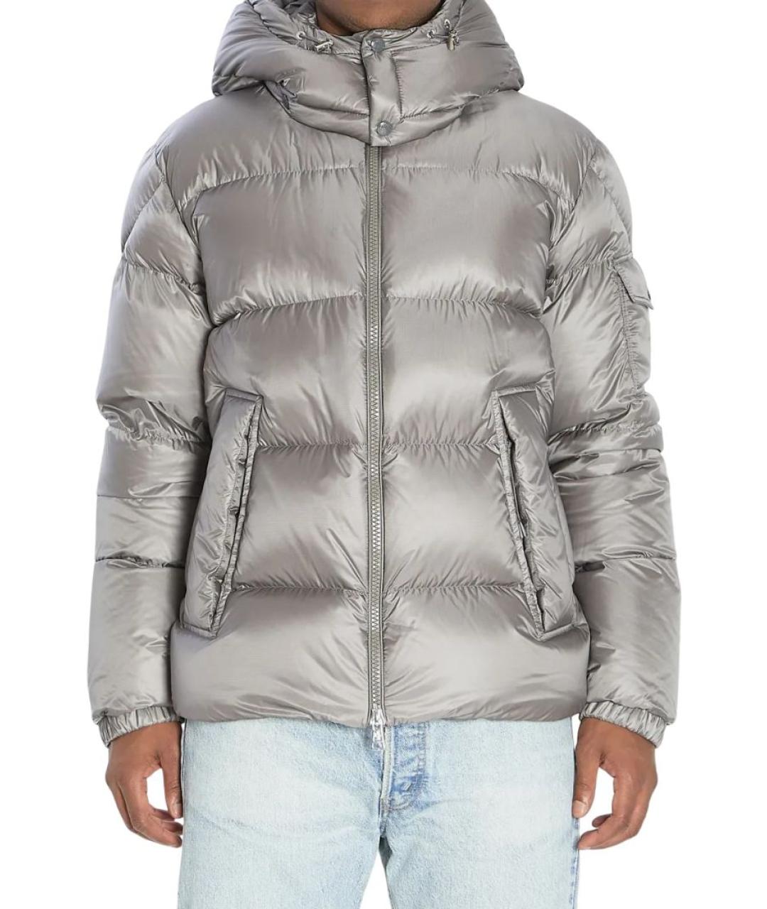 MONCLER Серый полиамидовый пуховик, фото 2