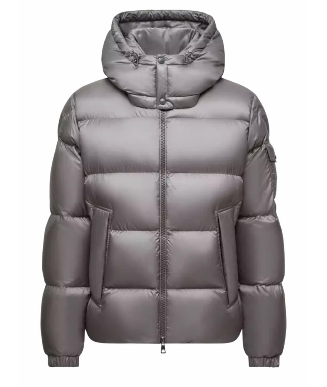 MONCLER Серый полиамидовый пуховик, фото 6