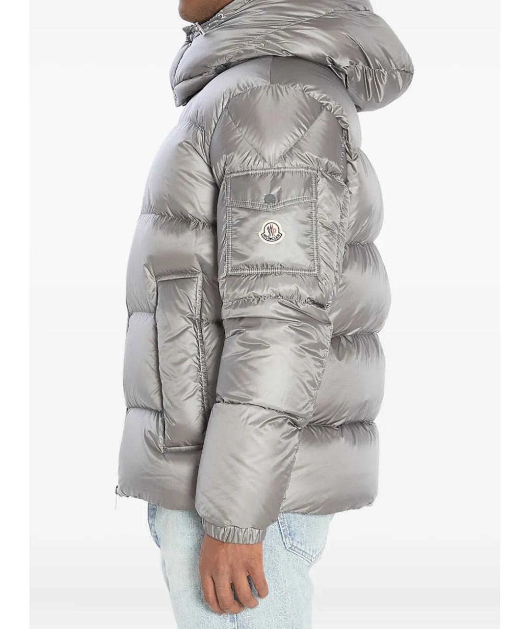 MONCLER Серый полиамидовый пуховик, фото 4