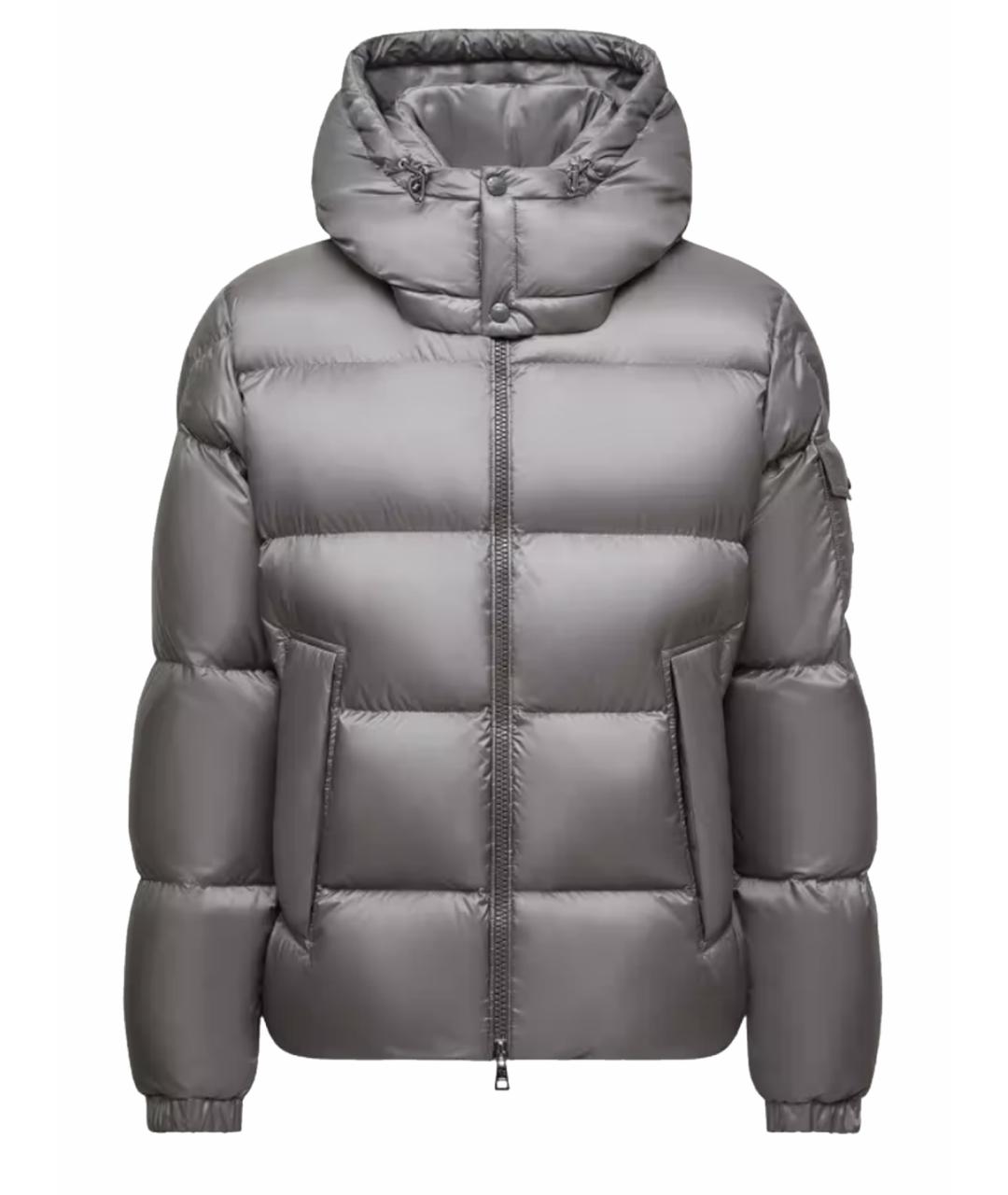 MONCLER Серый полиамидовый пуховик, фото 1