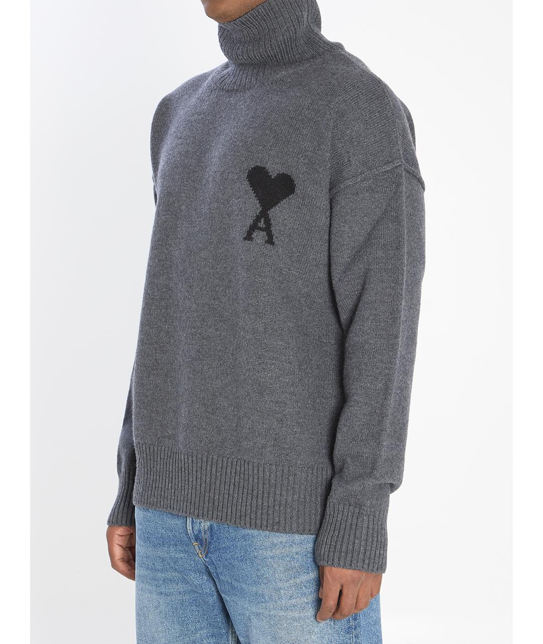 Ami Paris Серый шерстяной джемпер / свитер, фото 3