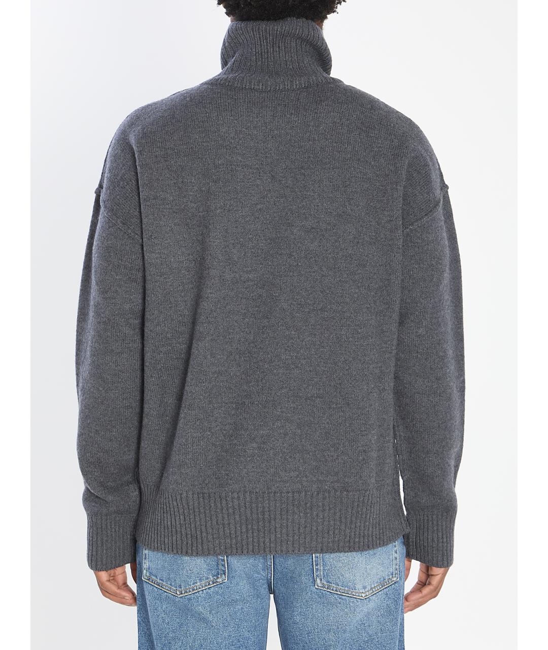 Ami Paris Серый шерстяной джемпер / свитер, фото 5